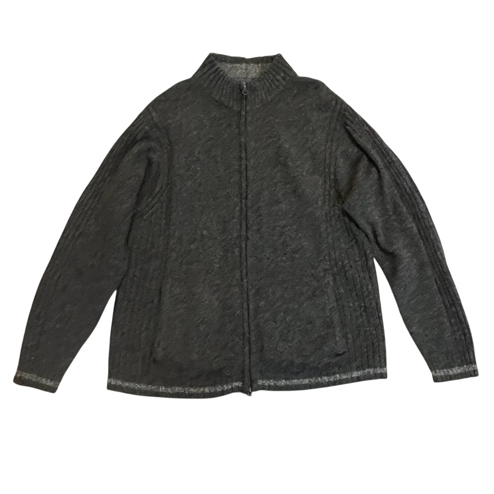 Pendleton Mens Full Zip Wool‎ Sweater Charcoal Gray Mock Neck Knit Size M